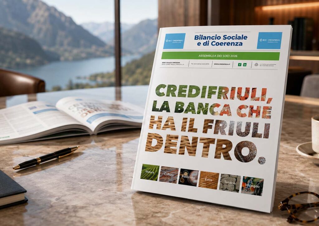 Comunicazione istituzionale CrediFriuli Udine con Bilancio Sociale e di Coerenza in formato magazine