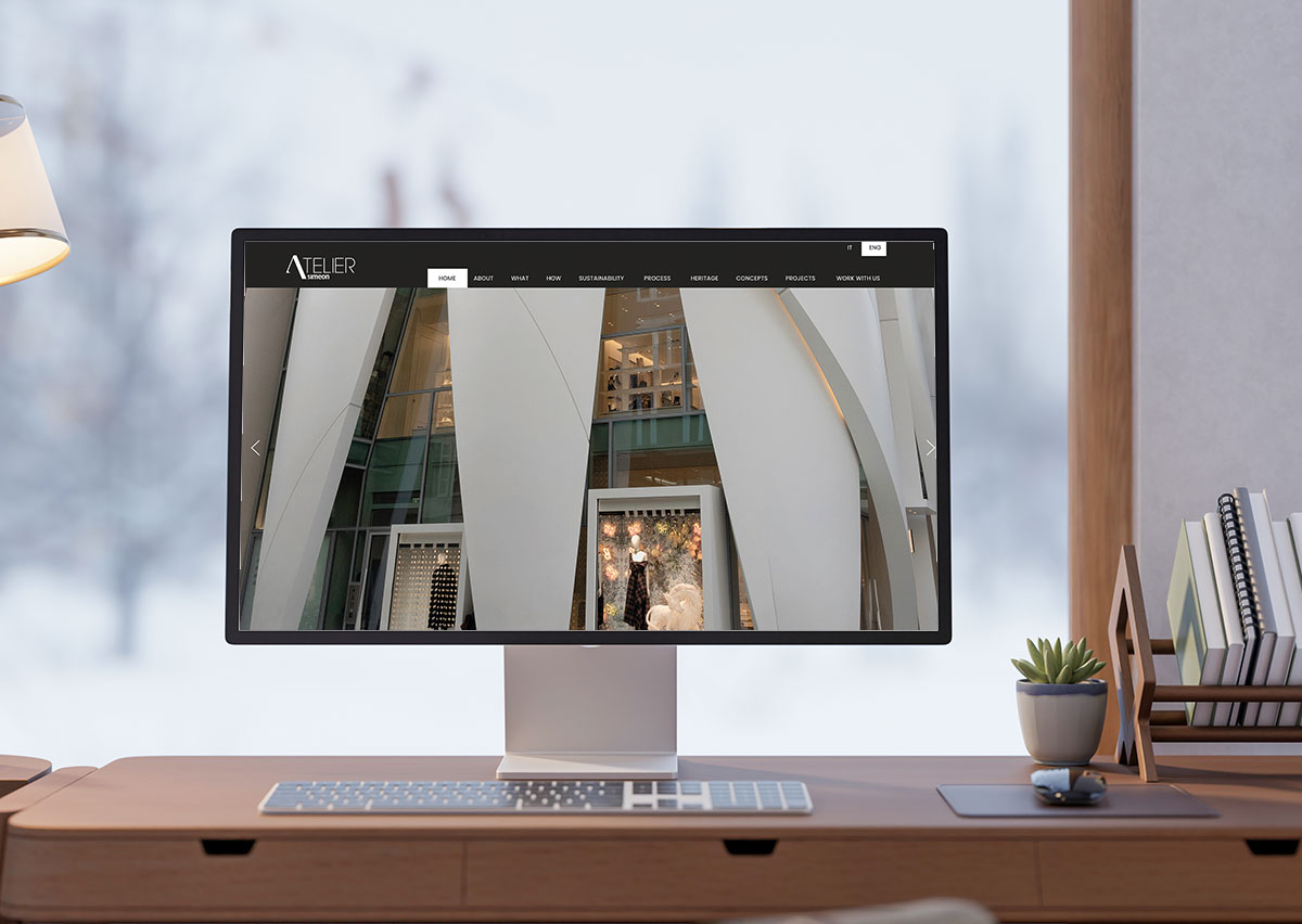 Sito web Atelier Simeon Udine: piattaforma per presentare glass & metal work high-end, processi, materiali e referenze.