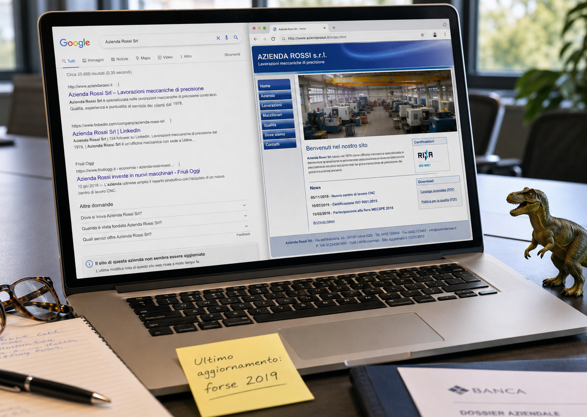 Ricerca online di un’azienda B2B con un sito web vecchio e poco aggiornato