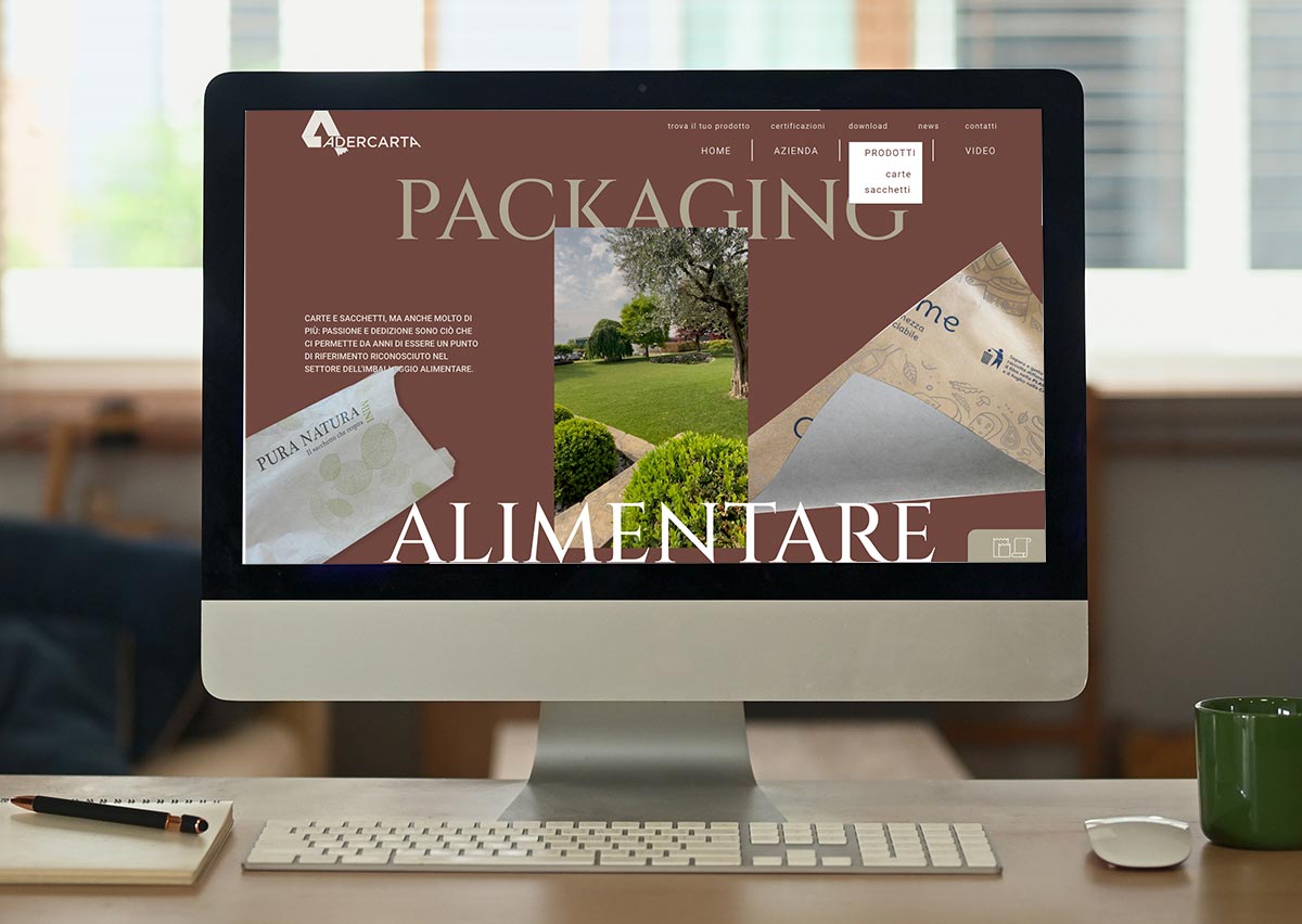 Catalogo prodotti online B2B Adercarta con filtri per tipologia, materiale e utilizzo